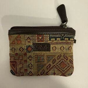 Relic Tapestry Change Purse Natural Neutral Brown Leather